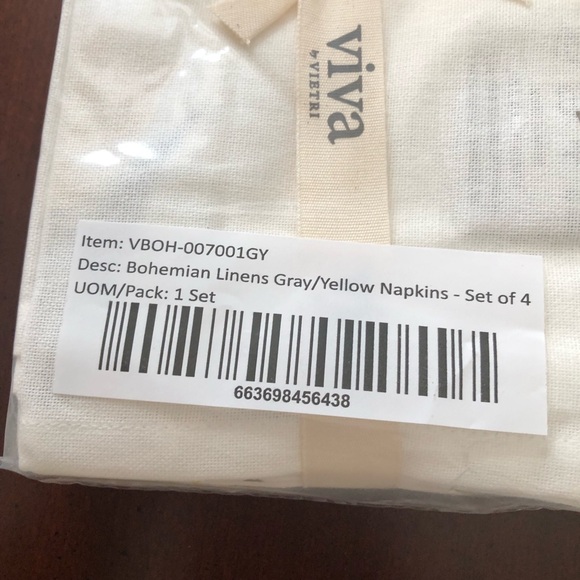 NIP Set of 8 each - Vietri Bohemian Gray/Yellow Napkins & Placements - Picture 8 of 11